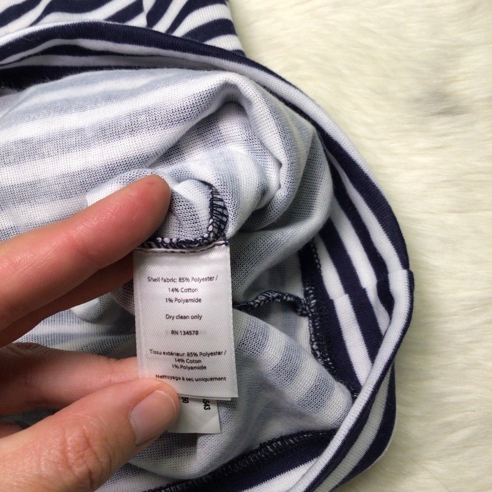 NWOT Vineyard Vines Navy White Striped Bow Neck Shift Dress XS Nautical Coastal - Picture 3 of 4